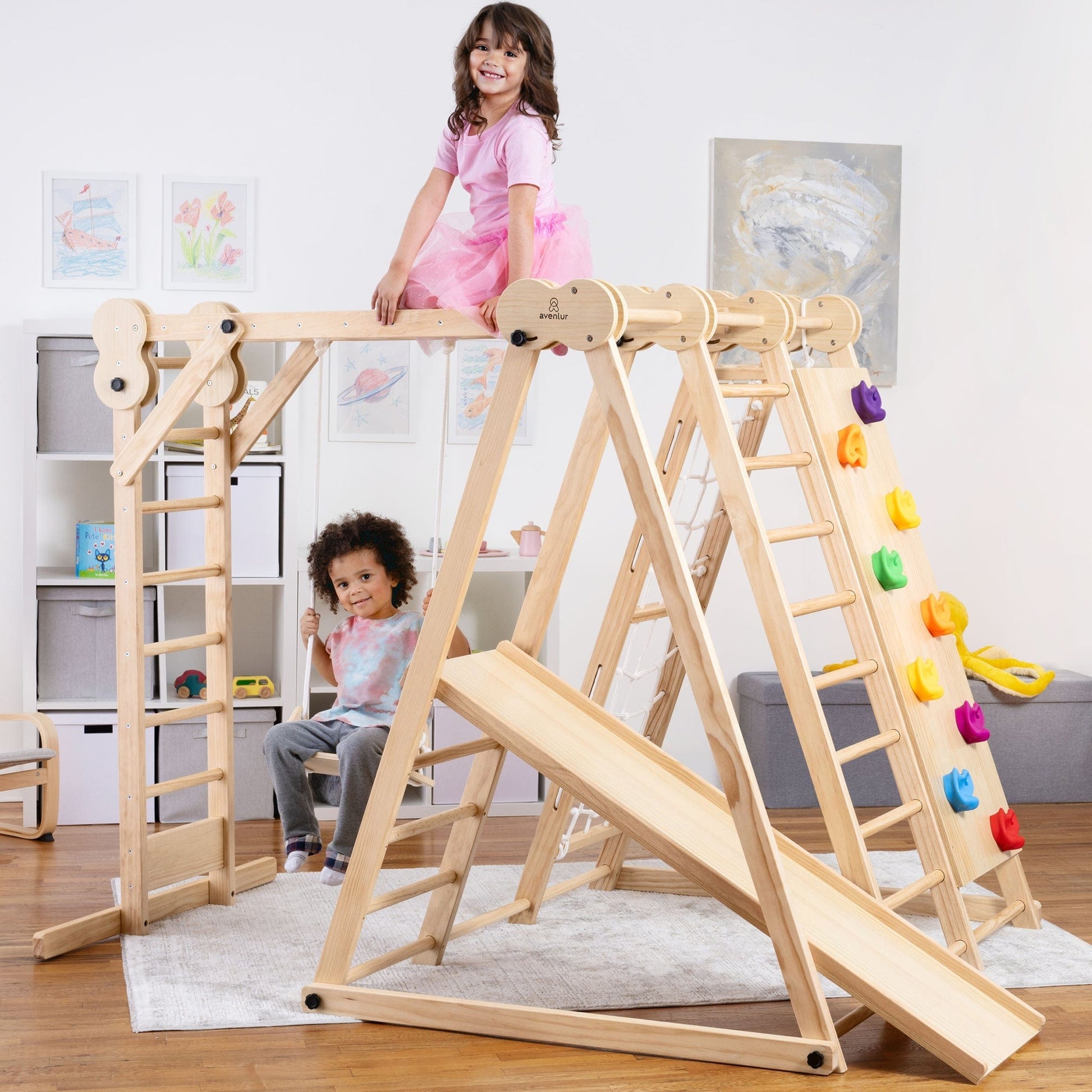 Avenlur.com Indoor Chestnut - 8-in-1 Jungle Gym for Toddlers