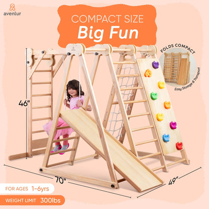 Avenlur.com Indoor Chestnut - 8-in-1 Jungle Gym for Toddlers