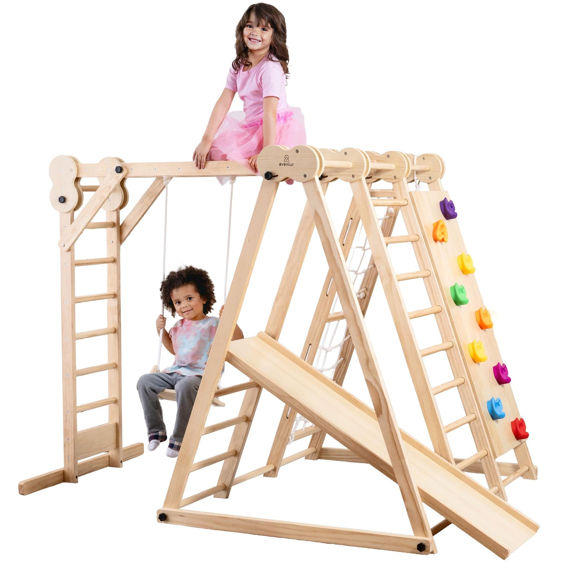 Avenlur.com Indoor Chestnut - 8-in-1 Jungle Gym for Toddlers