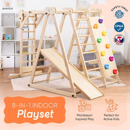 Avenlur.com Indoor Chestnut - 8-in-1 Jungle Gym for Toddlers