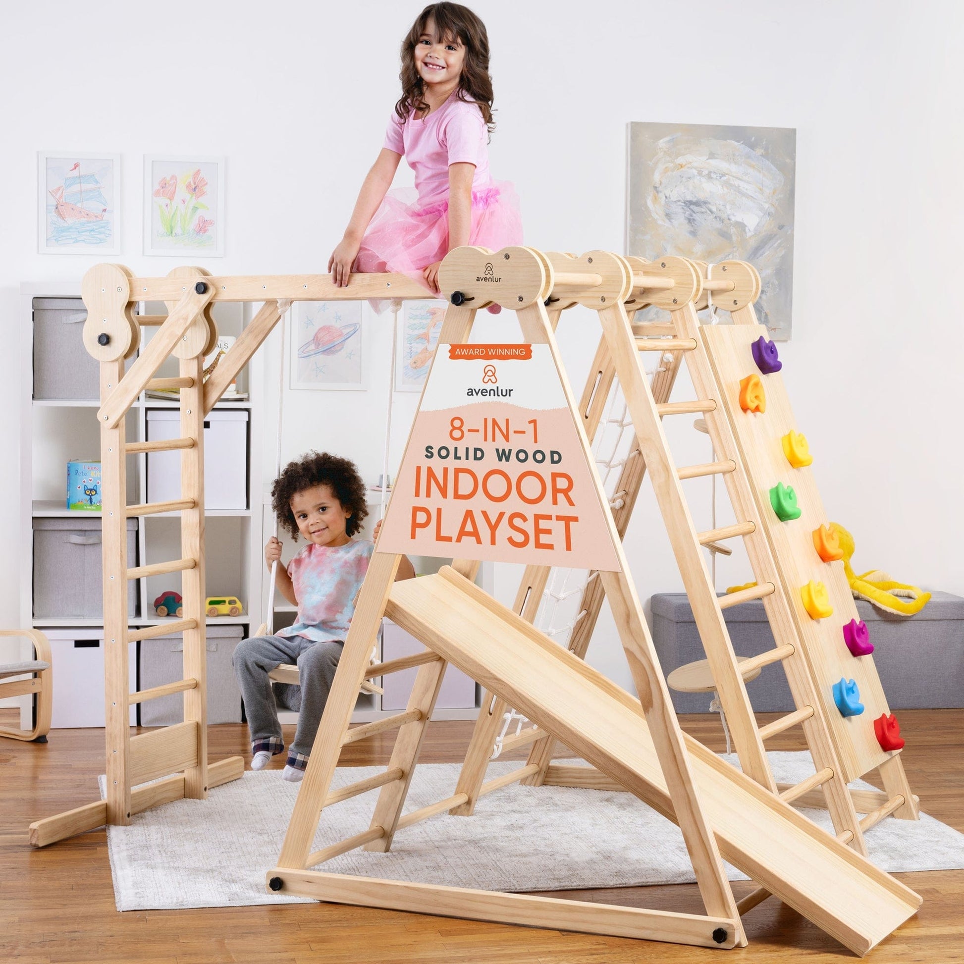Avenlur.com Indoor Large Chestnut - 8-in-1 Jungle Gym for Toddlers