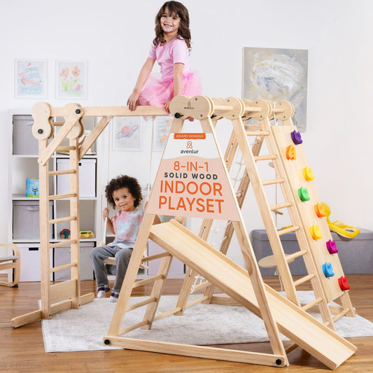 Avenlur.com Indoor Large Chestnut - 8-in-1 Jungle Gym for Toddlers