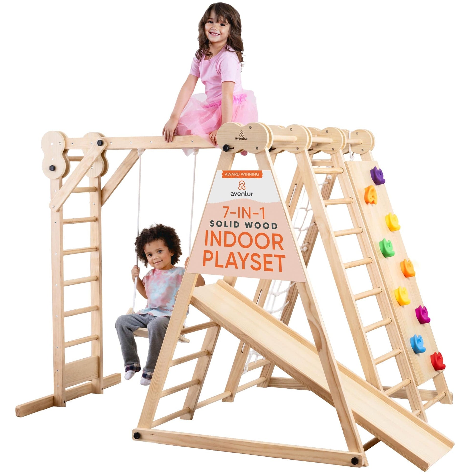 Avenlur.com Indoor Medium Chestnut - 8-in-1 Jungle Gym for Toddlers