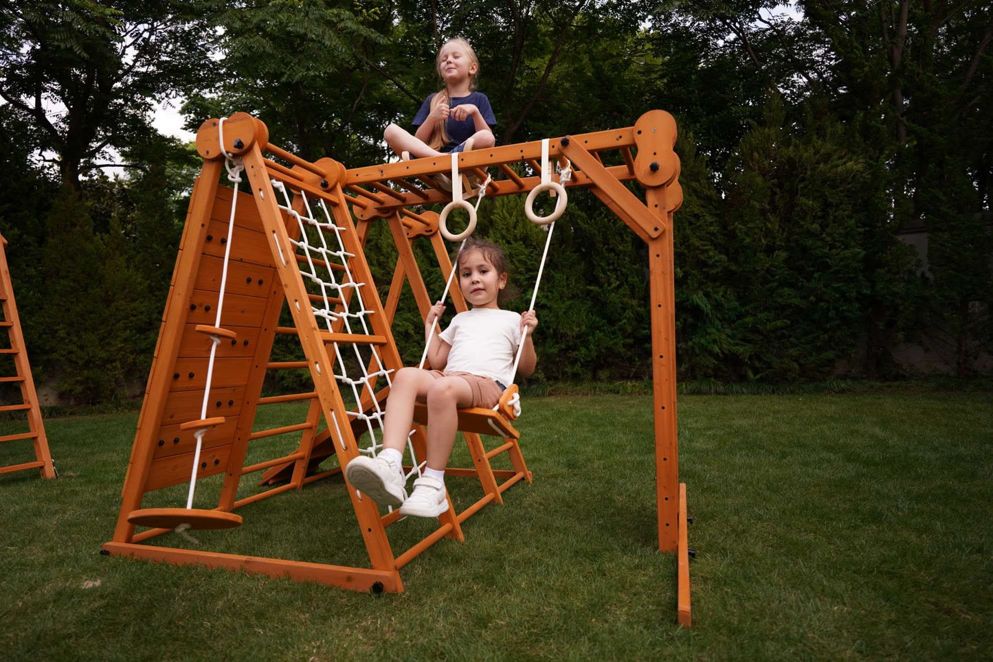 Avenlur.com Outdoor Large Chestnut 8-in-1 Jungle Gym for Toddlers | Indoor & Outdoor Wooden Playset