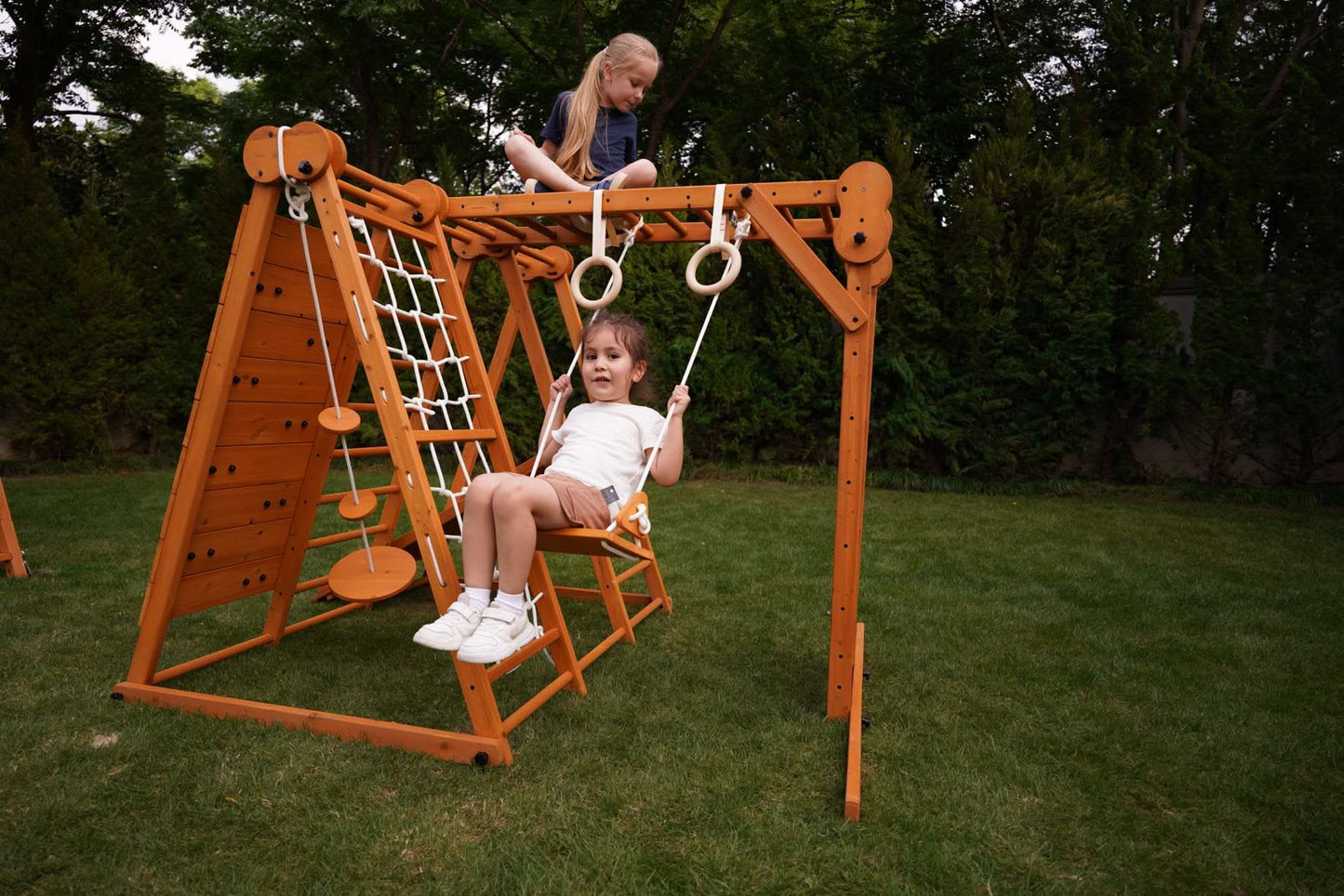Avenlur.com Outdoor Large Chestnut 8-in-1 Jungle Gym for Toddlers | Indoor & Outdoor Wooden Playset