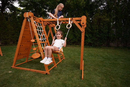 Avenlur.com Outdoor Large Chestnut 8-in-1 Jungle Gym for Toddlers | Indoor & Outdoor Wooden Playset