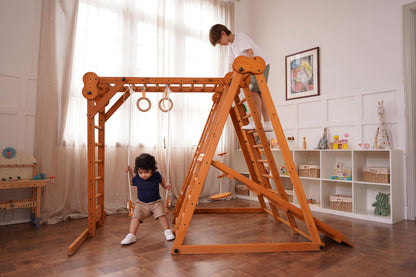 Avenlur.com Outdoor Large Chestnut 8-in-1 Jungle Gym for Toddlers | Indoor & Outdoor Wooden Playset