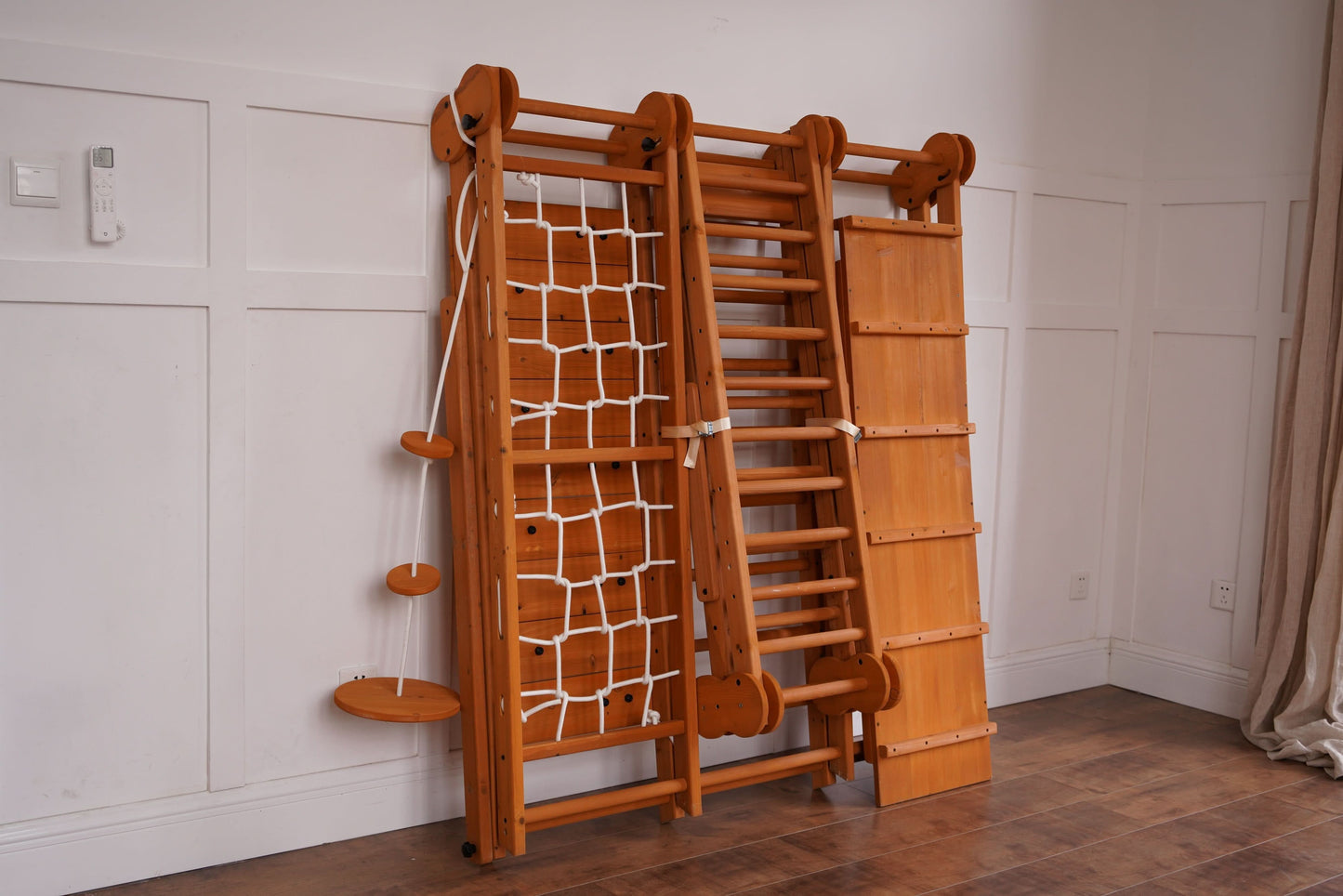 Avenlur.com Outdoor Large Chestnut 8-in-1 Jungle Gym for Toddlers | Indoor & Outdoor Wooden Playset