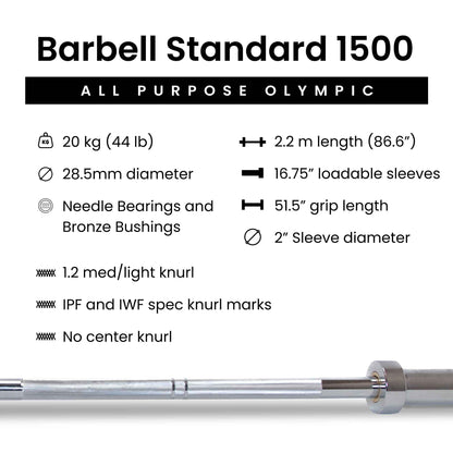Barbell 1500 Olympic Barbell Weight Sets - Grit Grind Strength