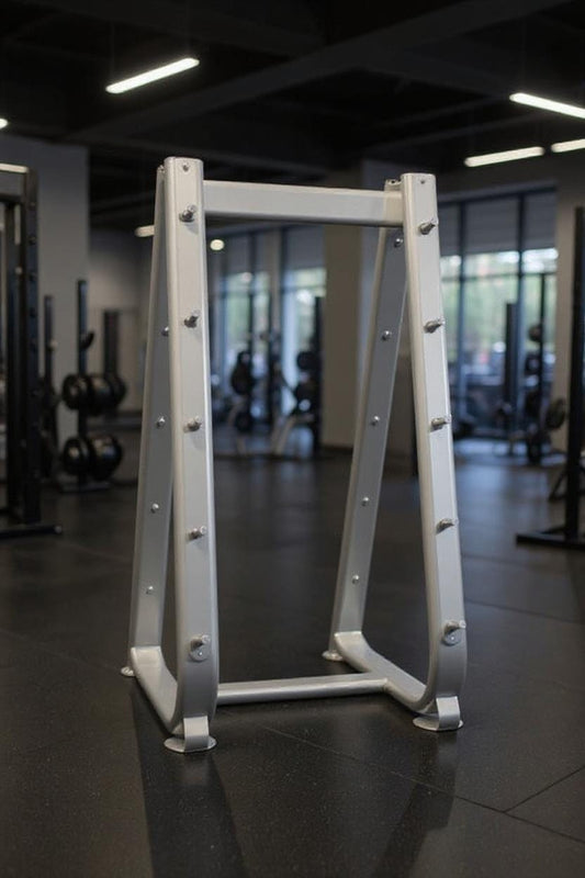 Barbell Rack - Elite Series - Silver - Muscle D Fitness - 10 Bar Fitness Storage - Grit Grind Strength