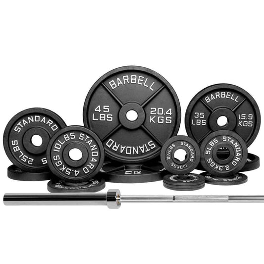 Barbell Standard Set Bar + 250lbs Barbell 2000 Power Barbell Weight Sets