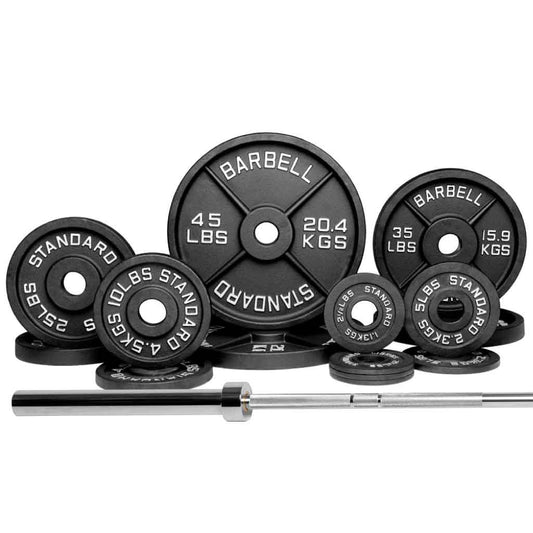 Barbell Standard Set Olympic Barbell 1500 / 250LB Barbell & Weight Set Bundle Builder