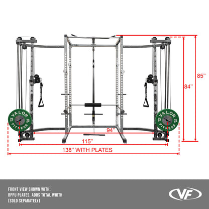 Compact 2x2 Power Rack w/ Lat Pull Station - Grit Grind Strength