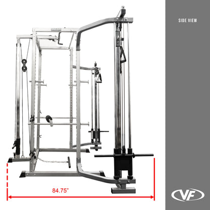 Compact 2x2 Power Rack w/ Lat Pull Station - Grit Grind Strength