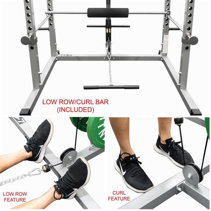 Compact 2x2 Power Rack w/ Lat Pull Station - Grit Grind Strength