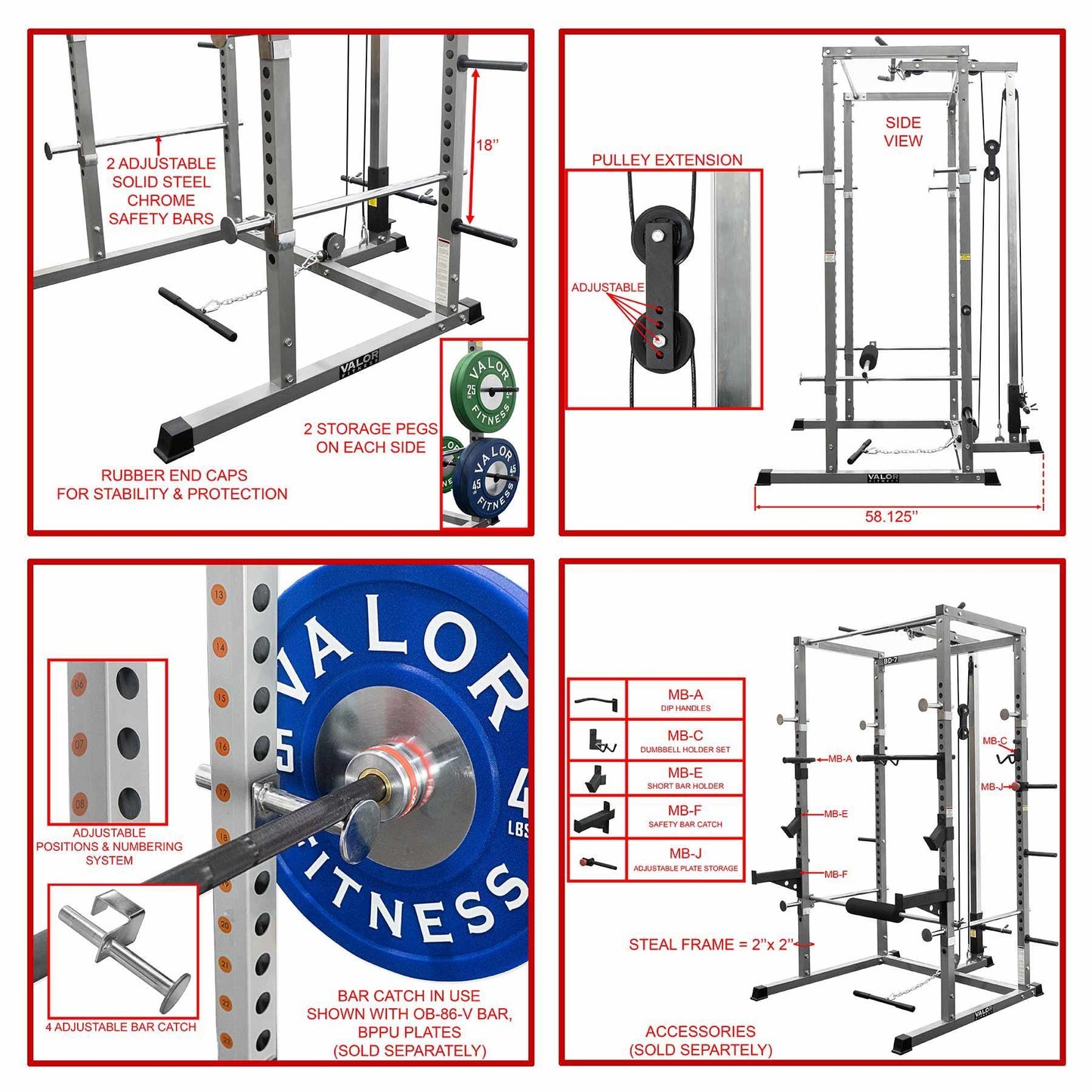 Compact 2x2 Power Rack w/ Lat Pull Station - Grit Grind Strength