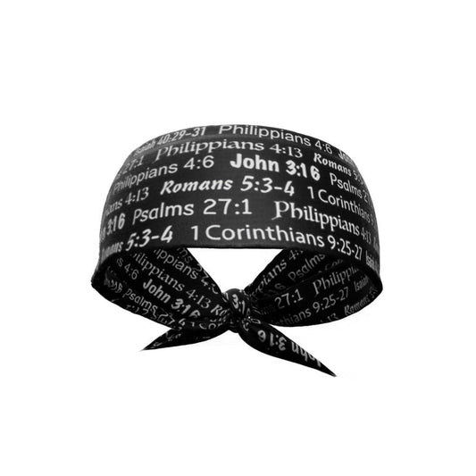 Black Bible Verse Tie Headband - Grit Grind Strength