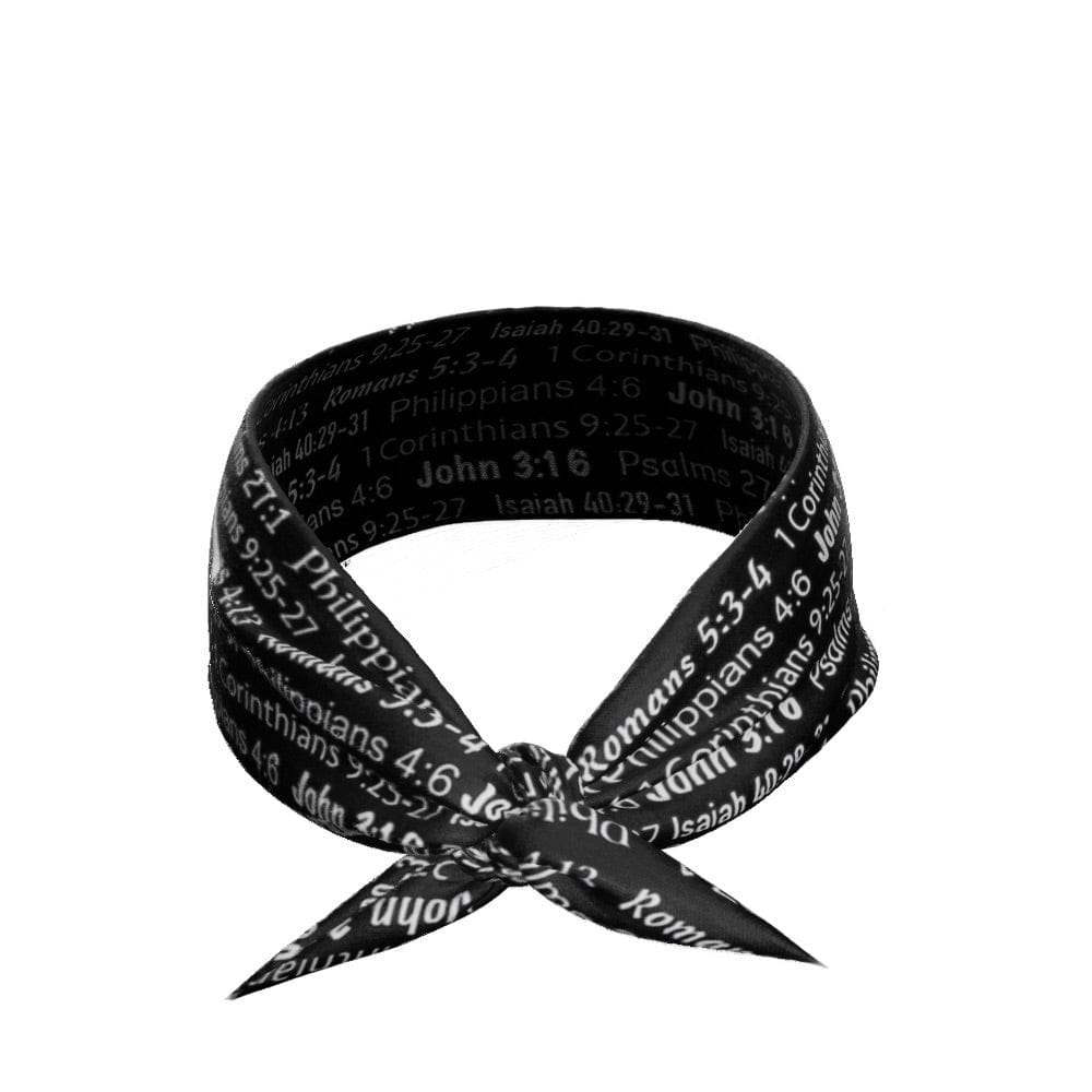 Black Bible Verse Tie Headband - Grit Grind Strength