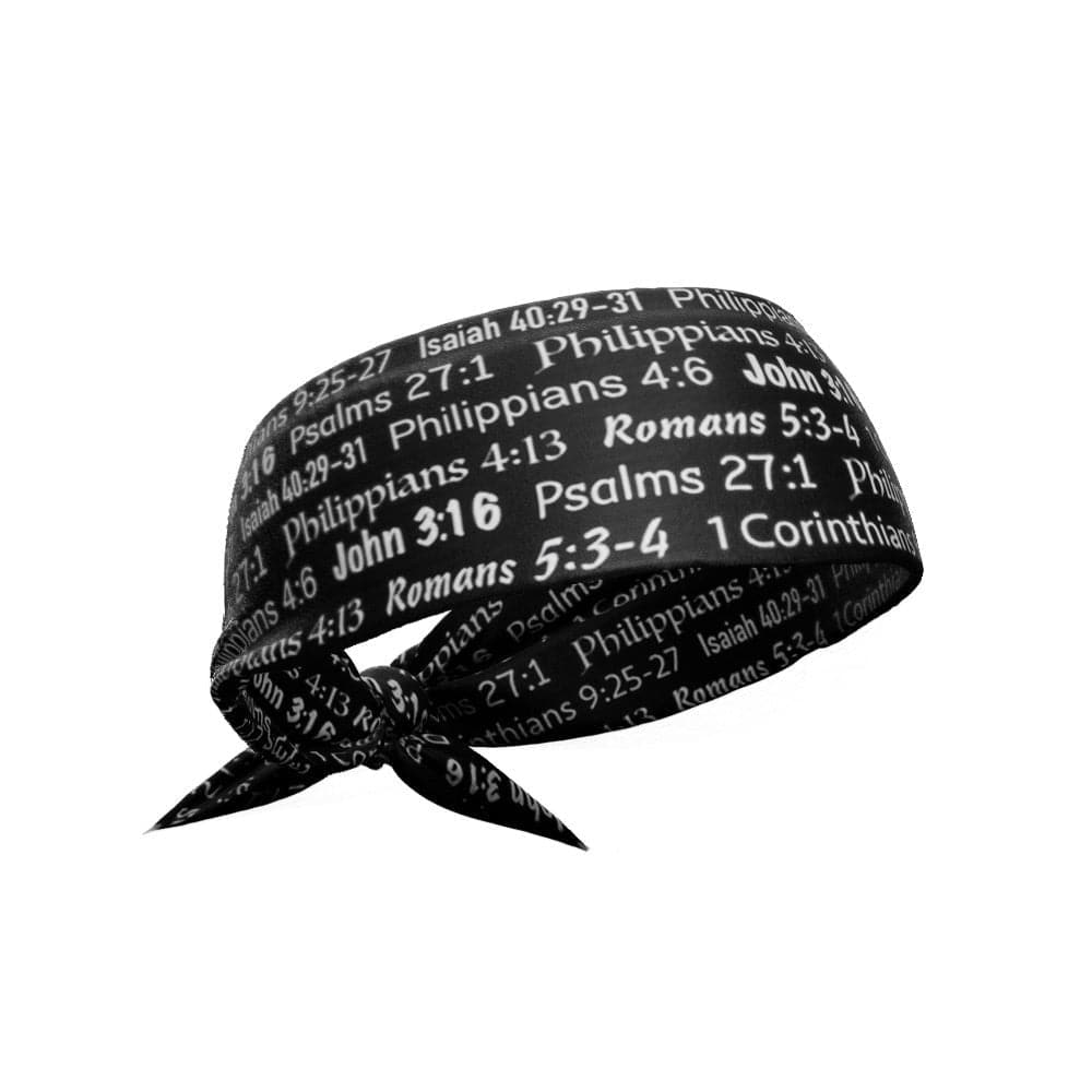 Black Bible Verse Tie Headband - Grit Grind Strength