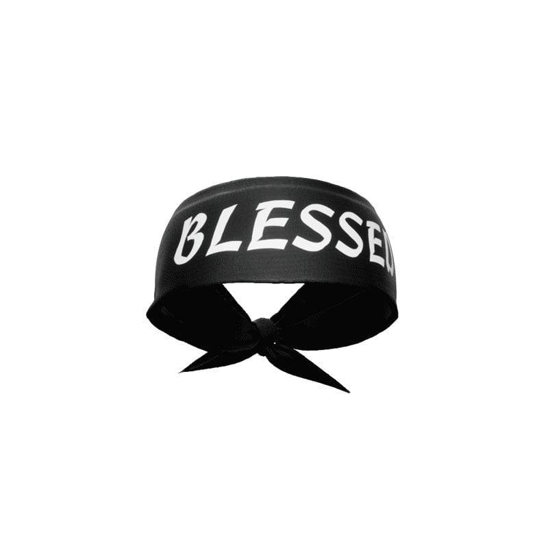Black BLESSED Tie Headband - Grit Grind Strength