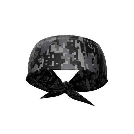 Black Digi Camo Tie Headband - Grit Grind Strength