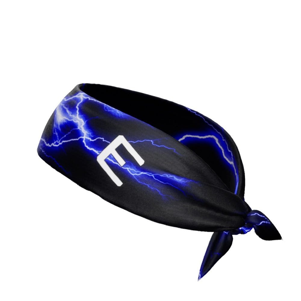 Blue Lightning Tie Headband - Grit Grind Strength