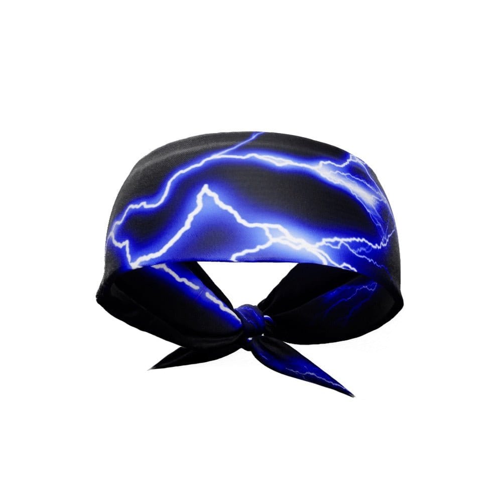 Blue Lightning Tie Headband - Grit Grind Strength