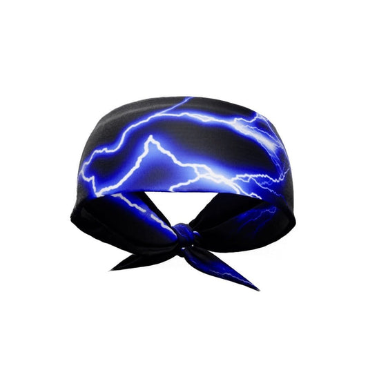 Blue Lightning Tie Headband - Grit Grind Strength