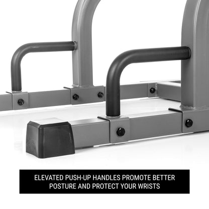 Captain’s Chair Leg Raise w/ Dip Stand & Push Up Station - Grit Grind Strength