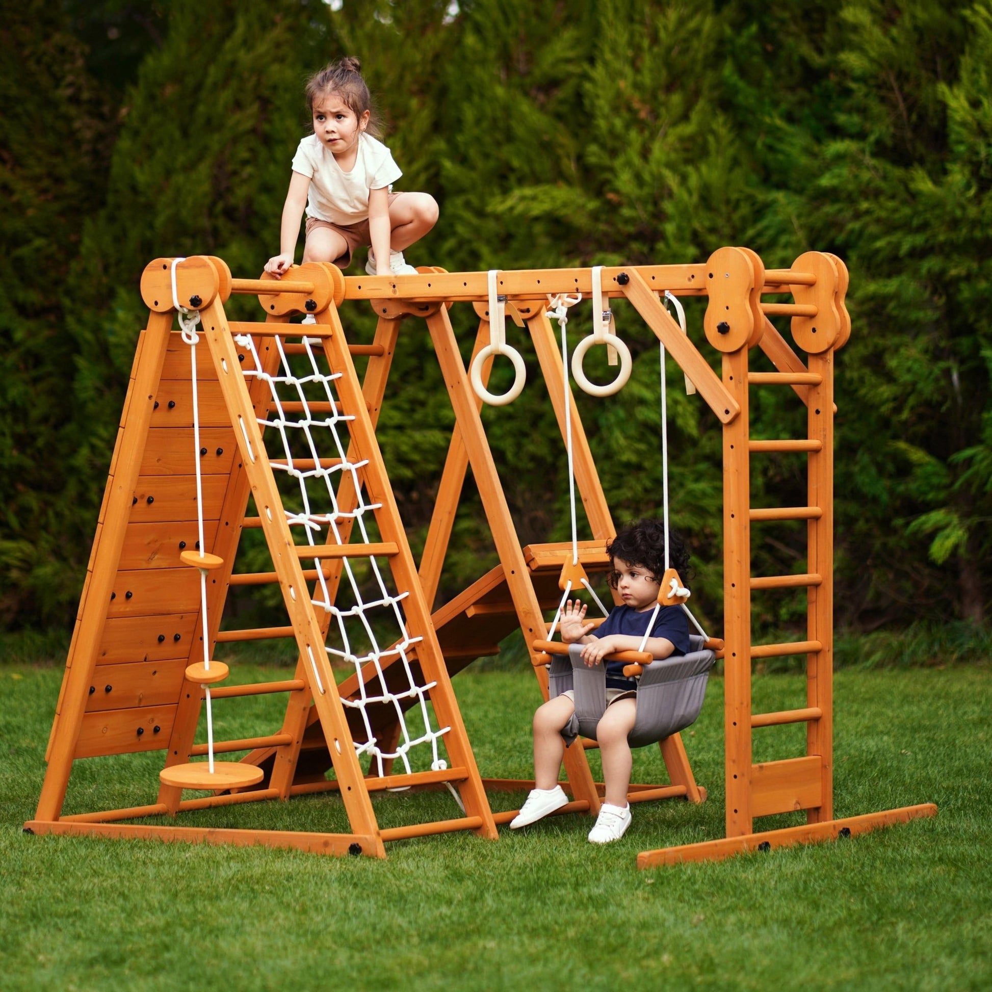 Chestnut - 8 - in - 1 Jungle Gym for Toddlers - Grit Grind Strength