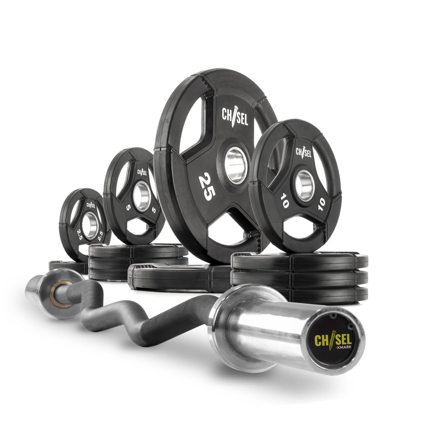 Chisel Olympic Weight Plates and Curl Barbell Sets - Grit Grind Strength
