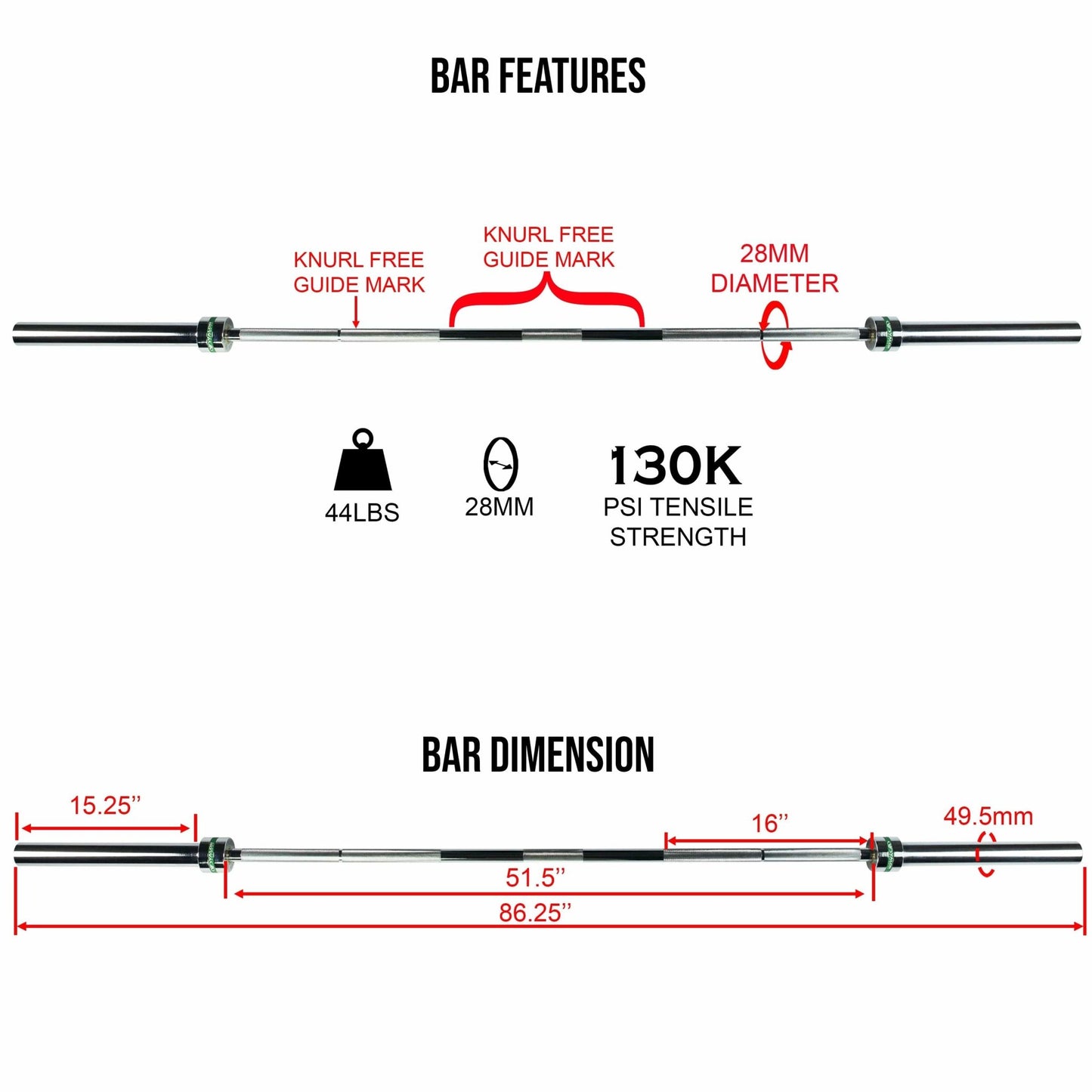 Chrome Olympic Bushing Barbell - Grit Grind Strength