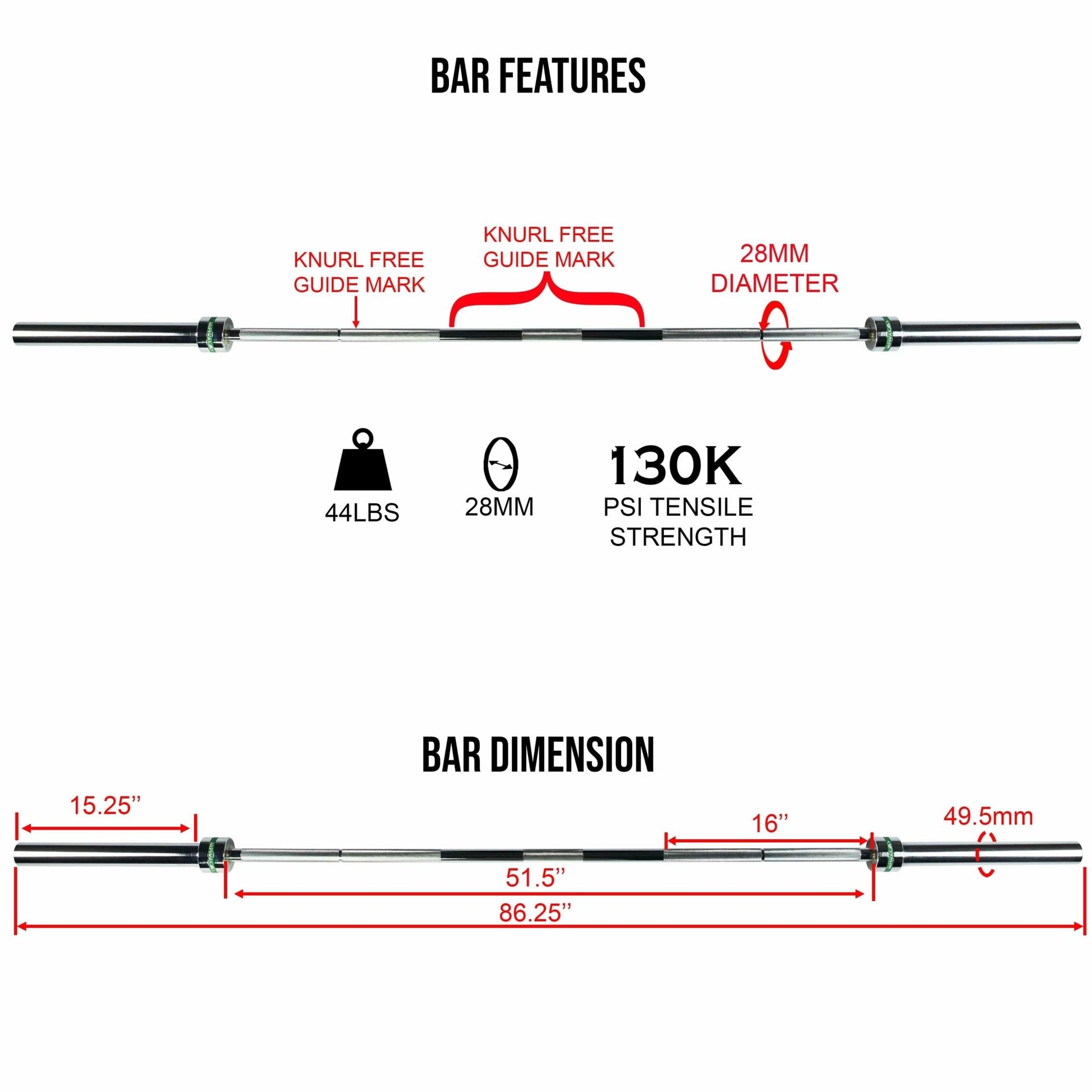 Chrome Olympic Bushing Barbell - Grit Grind Strength