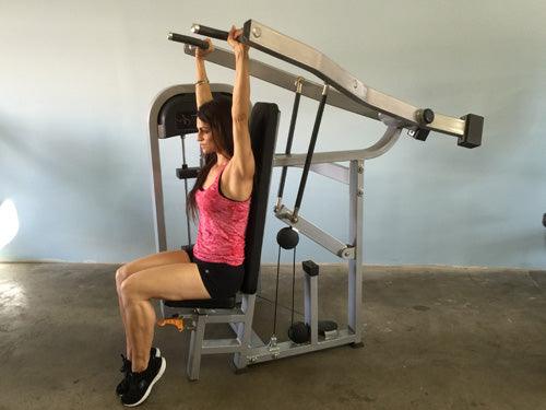 Classic Shoulder Press - Muscle D Fitness - Adjustable Seat - Pin Selectorized Weight Stack - Grit Grind Strength