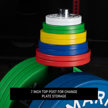 Commercial Bumper Plate Tree on Castors with Dual Bar Holders - Grit Grind Strength