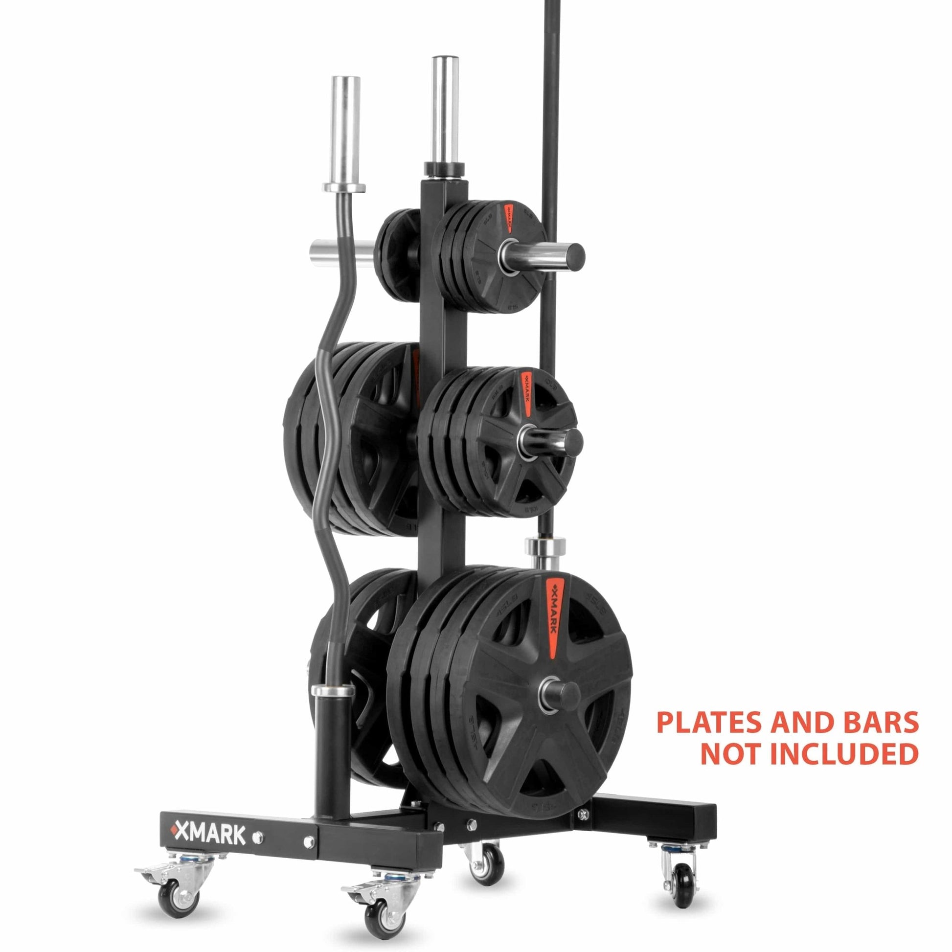 Commercial Olympic Weight Plate Tree on Castors with Dual Bar Holders - Grit Grind Strength