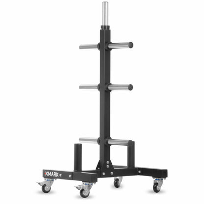 Commercial Olympic Weight Plate Tree on Castors with Dual Bar Holders - Grit Grind Strength