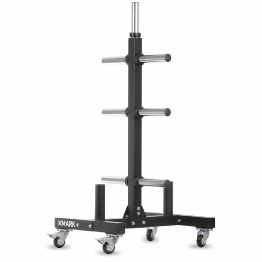 Commercial Olympic Weight Plate Tree on Castors with Dual Bar Holders - Grit Grind Strength