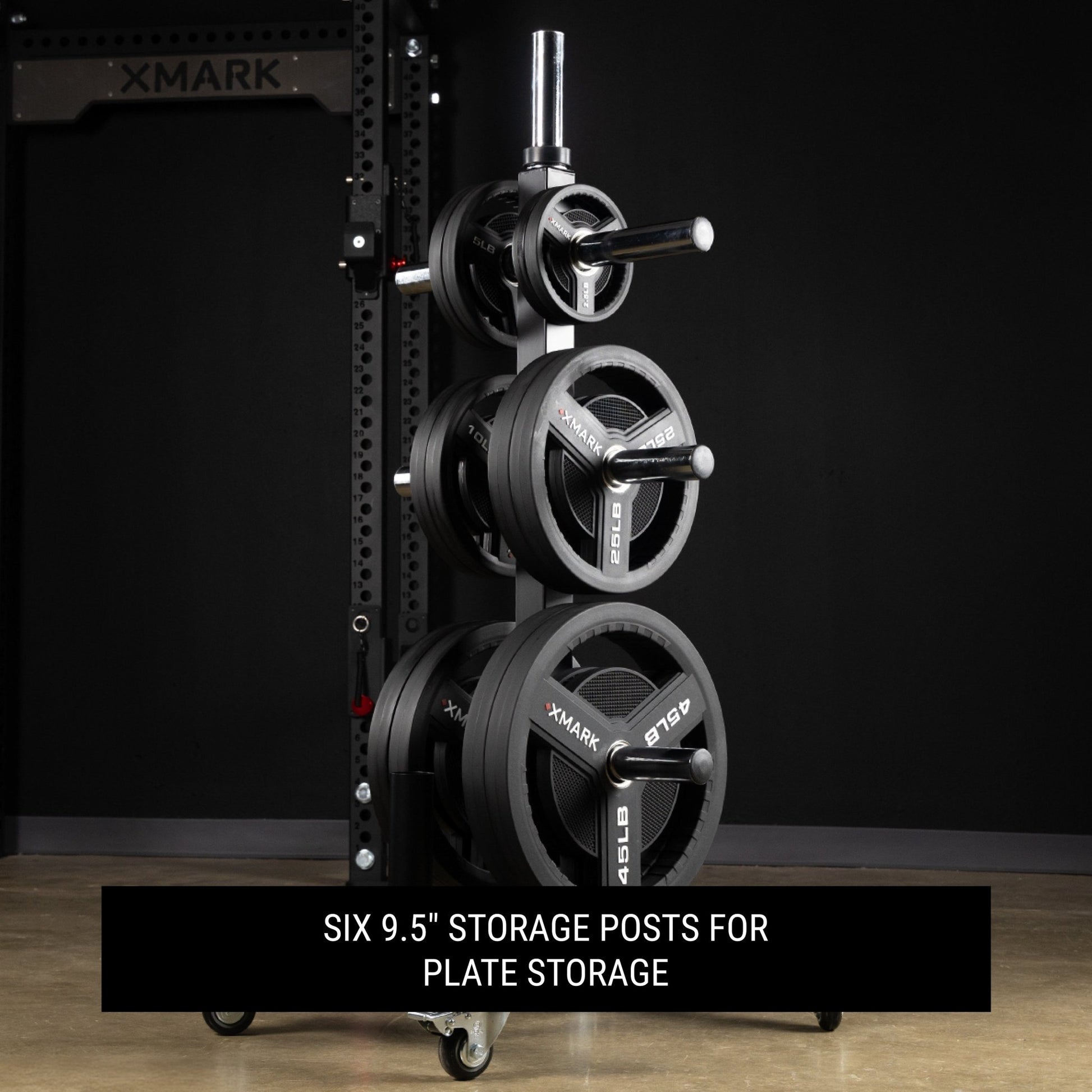 Commercial Olympic Weight Plate Tree on Castors with Dual Bar Holders - Grit Grind Strength
