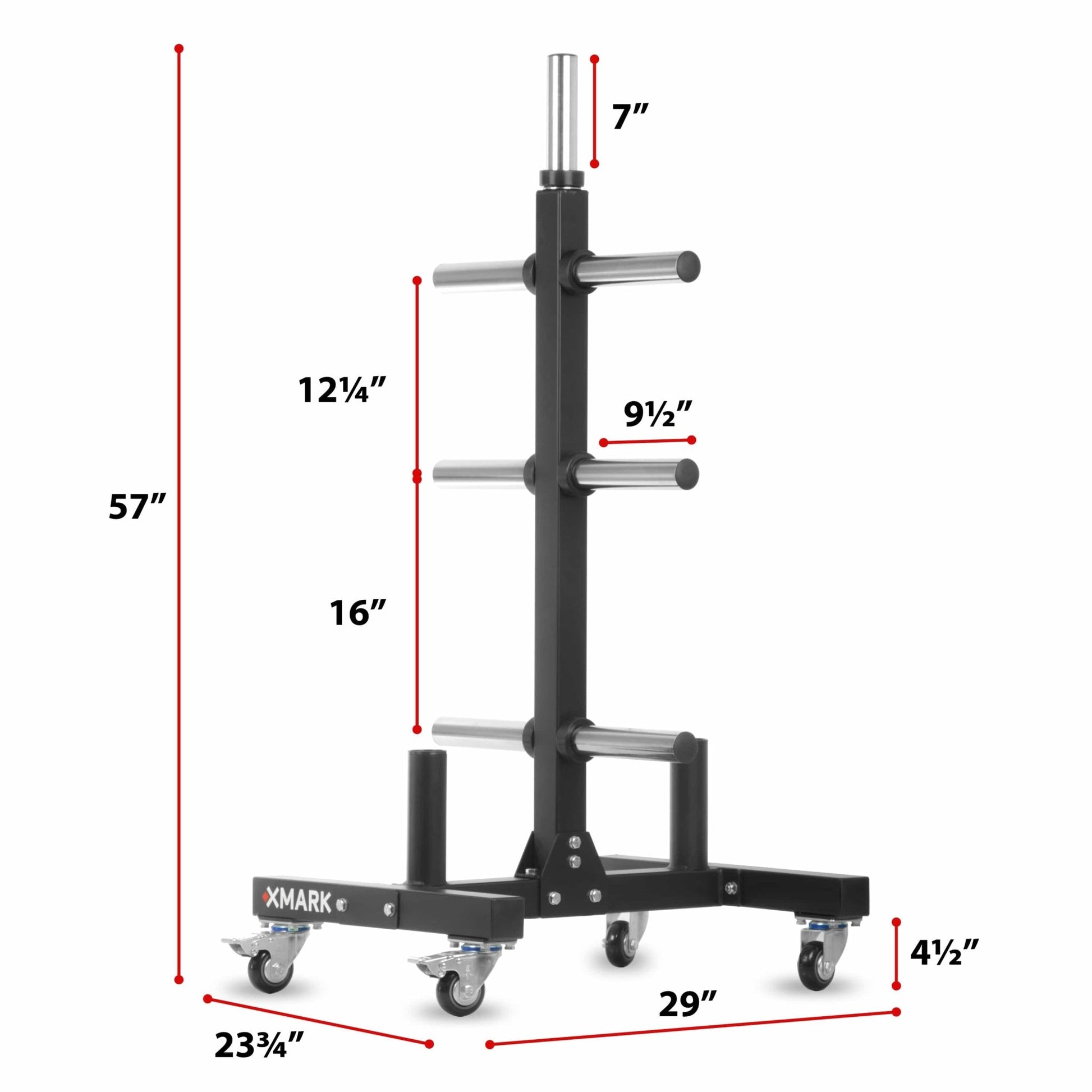 Commercial Olympic Weight Plate Tree on Castors with Dual Bar Holders - Grit Grind Strength