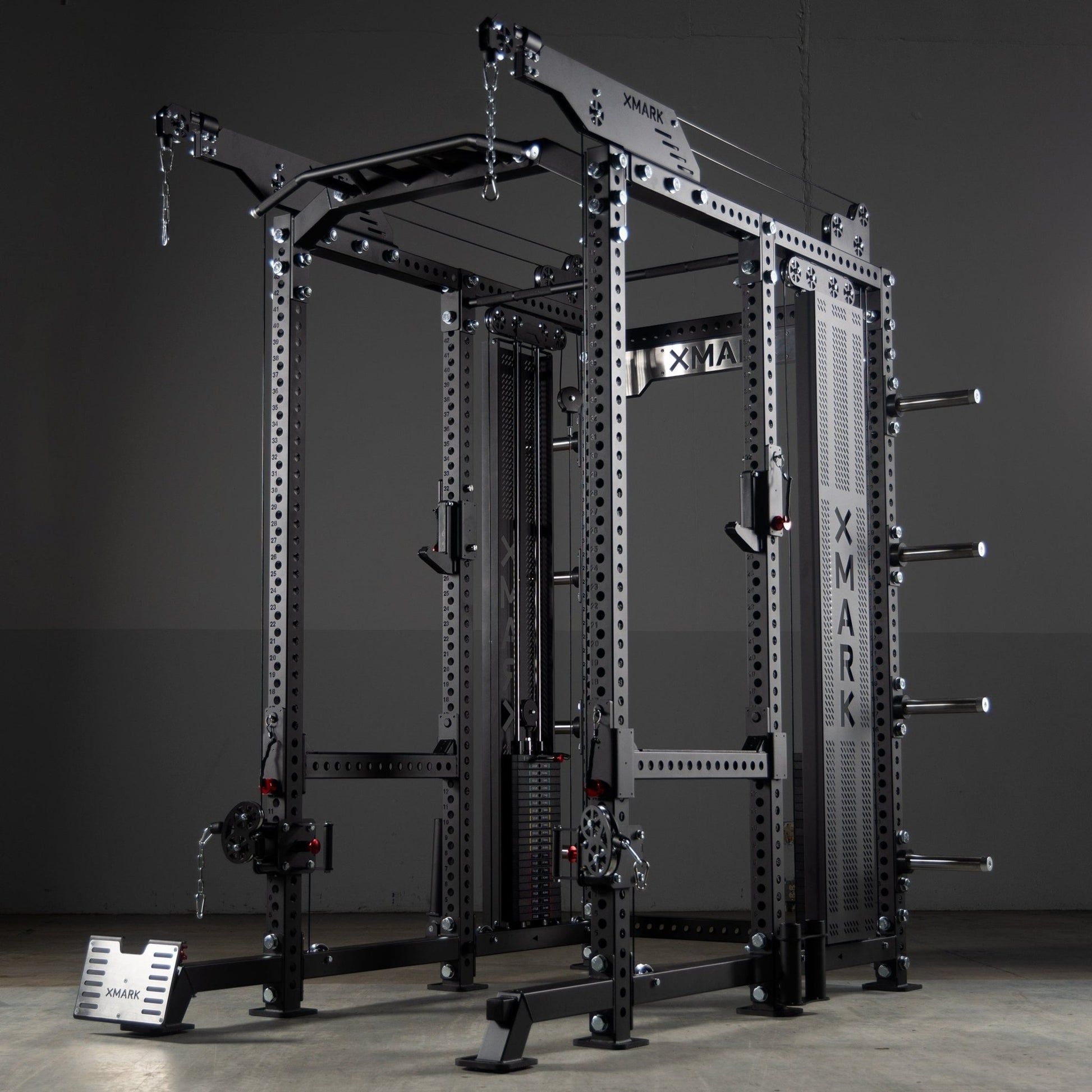 Commercial Power Rack Cable Machine, 440 lbs Total Stack Weight - Grit Grind Strength