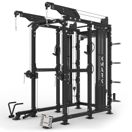 Commercial Power Rack Cable Machine, 440 lbs Total Stack Weight - Grit Grind Strength