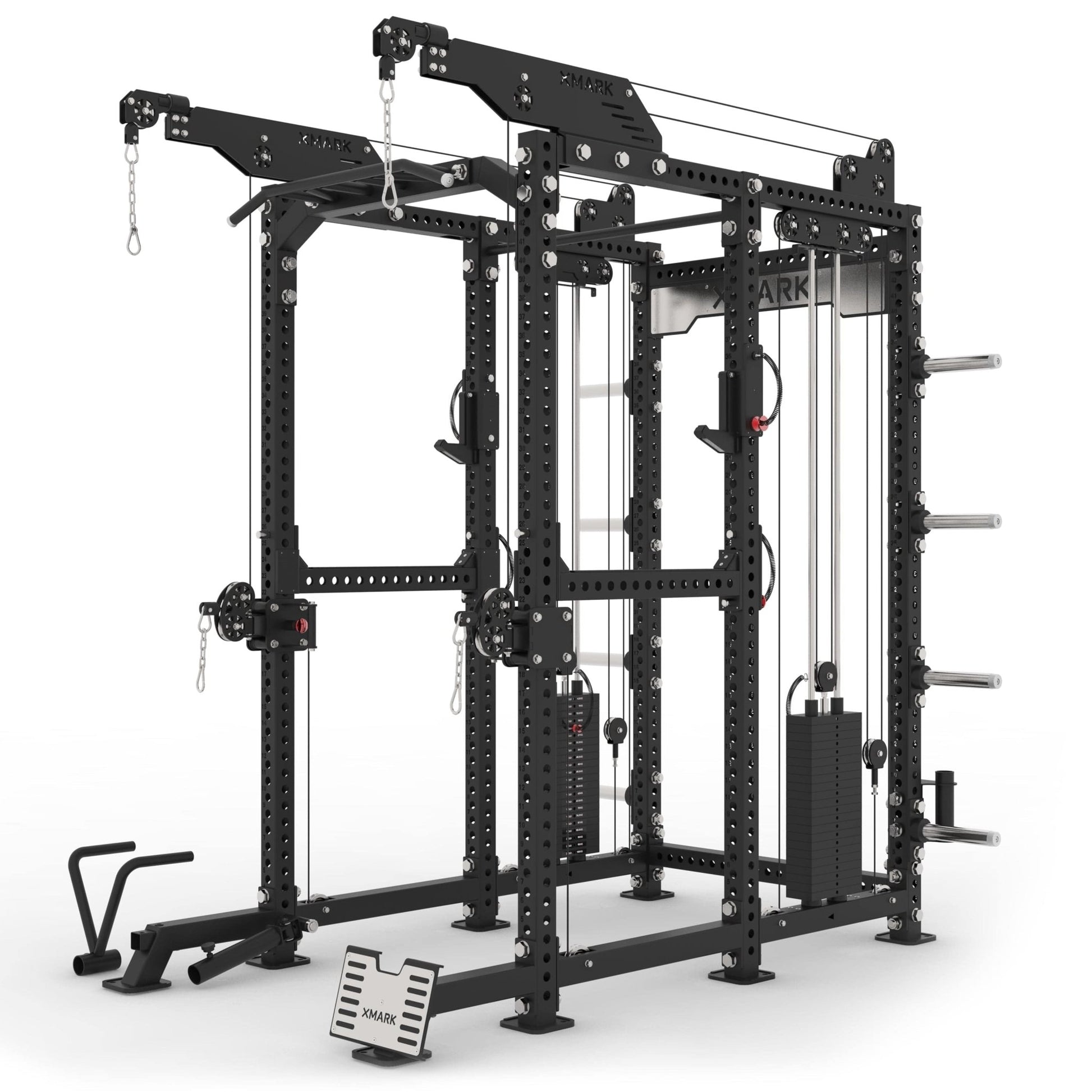 Commercial Power Rack Cable Machine, 440 lbs Total Stack Weight - Grit Grind Strength