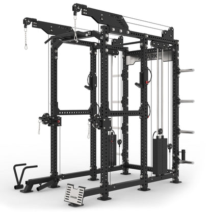 Commercial Power Rack Cable Machine, 440 lbs Total Stack Weight - Grit Grind Strength