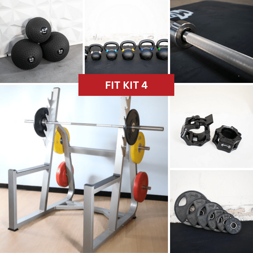 Commercial Squat Rack Kits - Muscle D Fitness - Gym Storage - Black / Silver - Grit Grind Strength