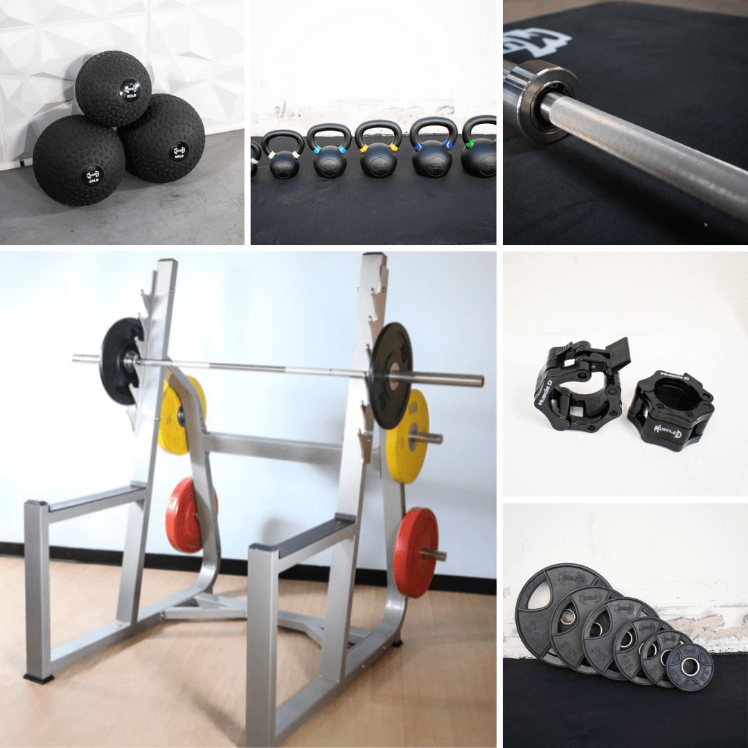 Commercial Squat Rack Kits - Muscle D Fitness - Gym Storage - Black / Silver - Grit Grind Strength