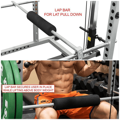 Compact 2x2 Power Rack w/ Lat Pull Station - Grit Grind Strength