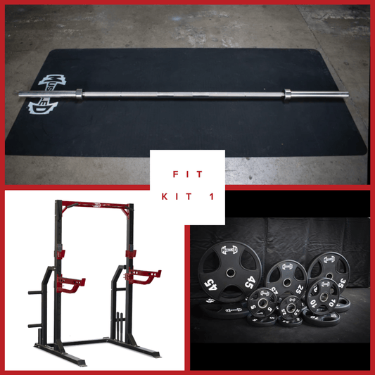 Compact Half Cage Complete Weight Kit - Muscle D Fitness - Storage Squat Rack Adjustable - Dip Handles - Grit Grind Strength