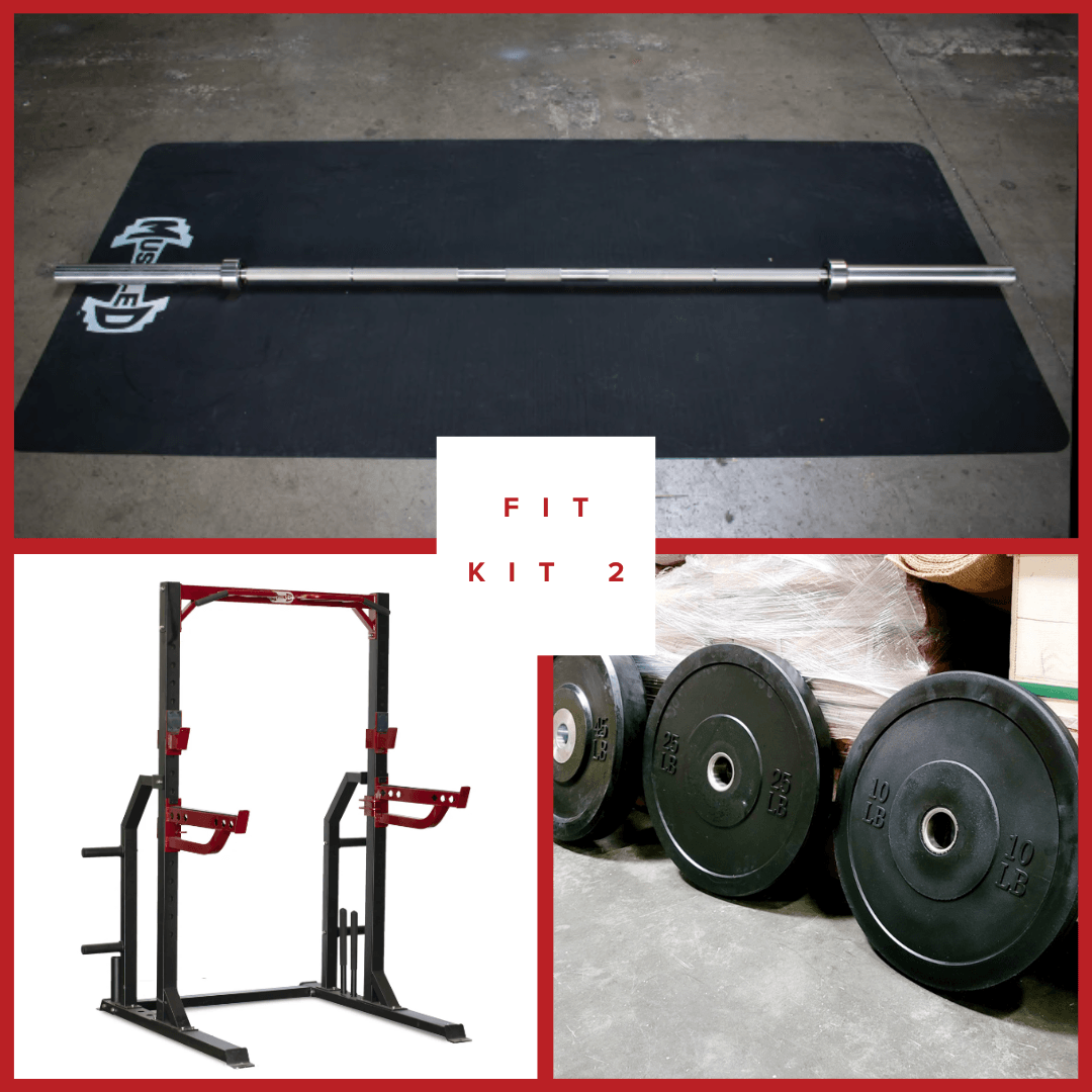 Compact Half Cage Complete Weight Kit - Muscle D Fitness - Storage Squat Rack Adjustable - Dip Handles - Grit Grind Strength