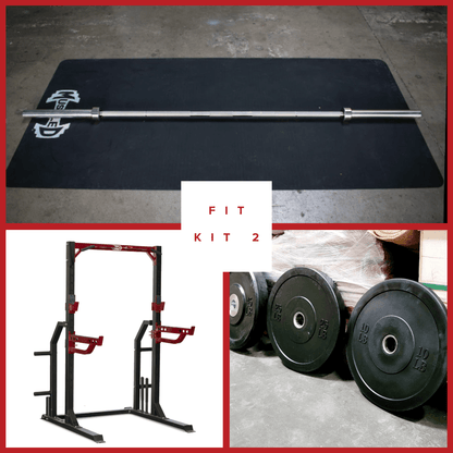Compact Half Cage Complete Weight Kit - Muscle D Fitness - Storage Squat Rack Adjustable - Dip Handles - Grit Grind Strength